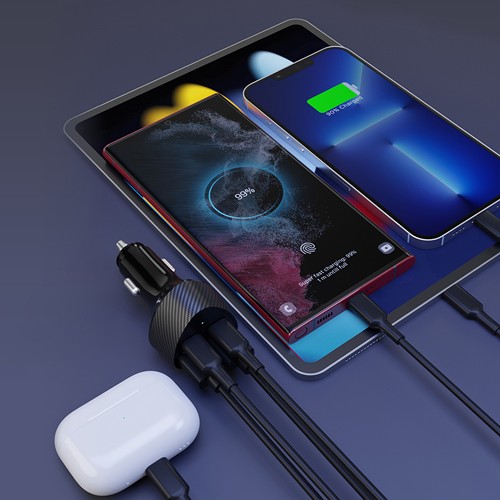 KURUMA - TURBO CHARGEUR ALLUME-CIGARE 50W 2X USB-C + 2X USB-A 3.4A - 4