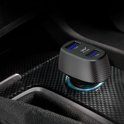 KURUMA - TURBO CHARGEUR ALLUME-CIGARE 50W 2X USB-C + 2X USB-A 3.4A - 5