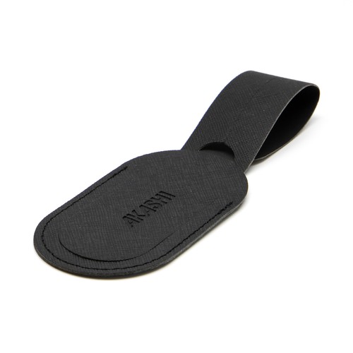 ETIQUETTE BAGAGE EN SIMILI-CUIR NOIR GRAINE - MADE IN EUROPE - 2