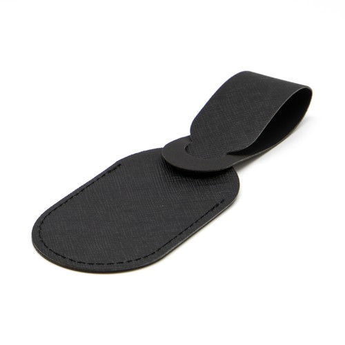 ETIQUETTE BAGAGE EN SIMILI-CUIR NOIR GRAINE - MADE IN EUROPE - 3