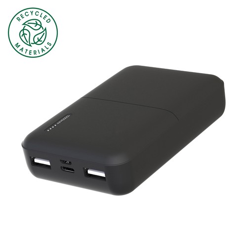BATTERIE DE SECOURS EN PLASTIQUE RECYCLÉ ULTRA COMPACTE - 10 000 MAH - NOIRE