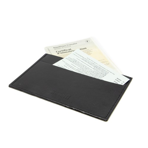 PORTE CARTE GRISE & DOCUMENTS EN SIMILI-CUIR LISSE NOIR - MADE IN EUROPE