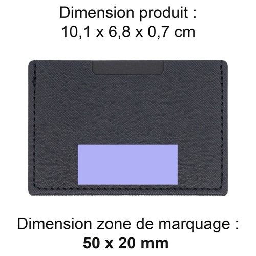 PORTE CARTE SIMPLE EN SIMILI-CUIR NOIR GRAINE