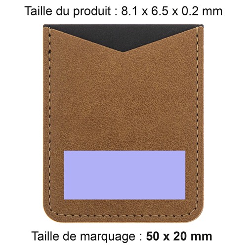 PORTE-CARTE POUR SMARTPHONE AVEC ADHESIF 3M EN SIMILI-CUIR LISSE NOIR