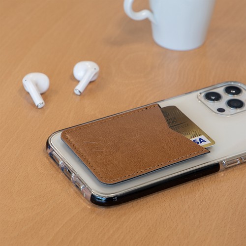PORTE-CARTE POUR SMARTPHONE AVEC ADHESIF 3M EN SIMILI-CUIR LISSE NOIR