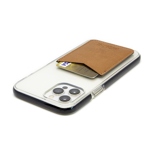 PORTE-CARTE POUR SMARTPHONE AVEC ADHESIF 3M EN SIMILI-CUIR LISSE NOIR