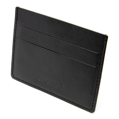 PORTE-CARTES HORIZONTAL AVEC OU SANS ANTI-RFID EN SIMILI-CUIR LISSE NOIR - 1