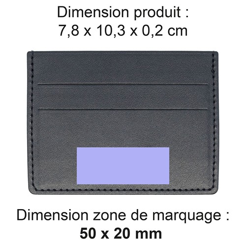 PORTE-CARTES HORIZONTAL AVEC OU SANS ANTI-RFID EN SIMILI-CUIR LISSE NOIR