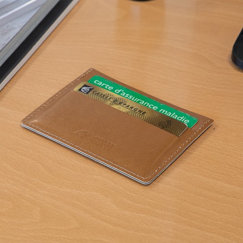 PORTE-CARTES HORIZONTAL AVEC OU SANS ANTI-RFID EN SIMILI-CUIR LISSE NOIR