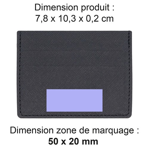 PORTE-CARTES HORIZONTAL AVEC OU SANS ANTI-RFID EN SIMILI-CUIR NOIR GRAINE