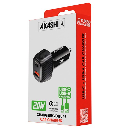 KEKU - CHARGEUR ALLUME CIGARE TURBO CAC USB TYPE-C 20W + USB-A QC3.0 - 3