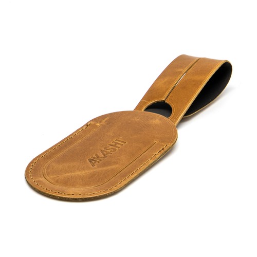 ETIQUETTE BAGAGE EN CUIR VERITABLE MARRON FONCE - MADE IN EUROPE - 2