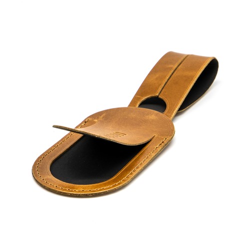 ETIQUETTE BAGAGE EN CUIR VERITABLE MARRON FONCE - MADE IN EUROPE - 4