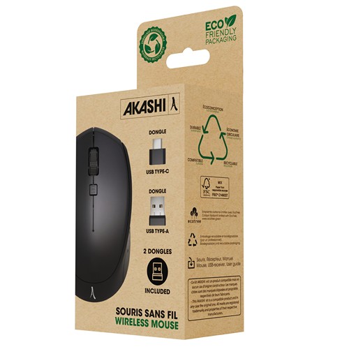 CHUZUMO - SOURIS ÉCO SANS FIL DOUBLE DONGLE (USB-A + USB-C)