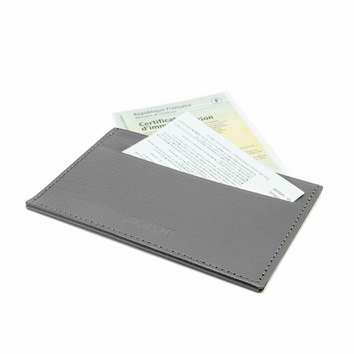 PORTE CARTE GRISE & DOCUMENTS CUIR RECYCLÉ MARRON - MADE IN EUROPE