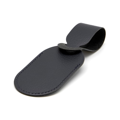 ETIQUETTE BAGAGE CUIR RECYCLÉ BLEU MARINE - MADE IN EUROPE - 3