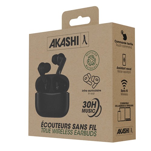 AKARI - ÉCOUTEURS SANS FIL BLUETOOTH NOIR