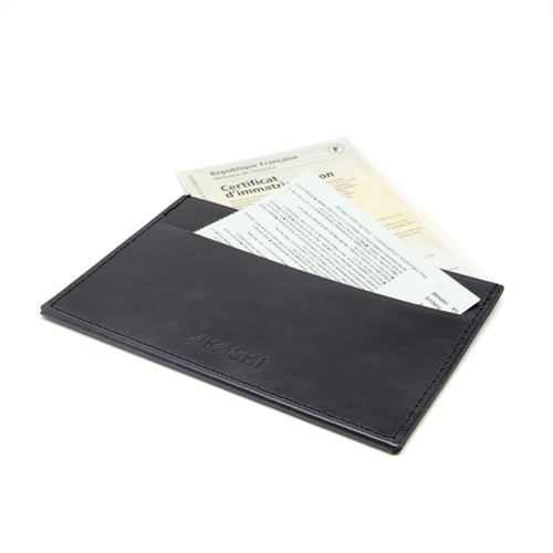 PORTE CARTE GRISE & DOCUMENTS EN CUIR VERITABLE MARRON FONCE - MADE IN EUROPE