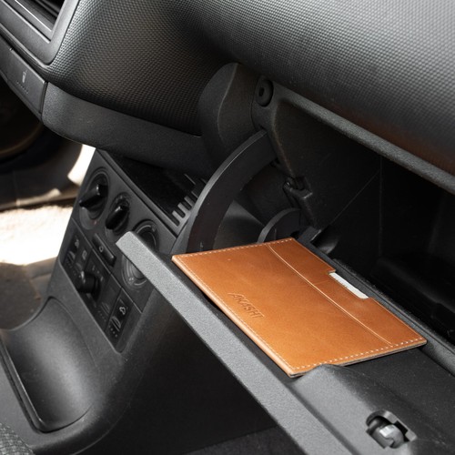 PORTE CARTE GRISE & DOCUMENTS EN CUIR VERITABLE MARRON CLAIR - MADE IN EUROPE - 3