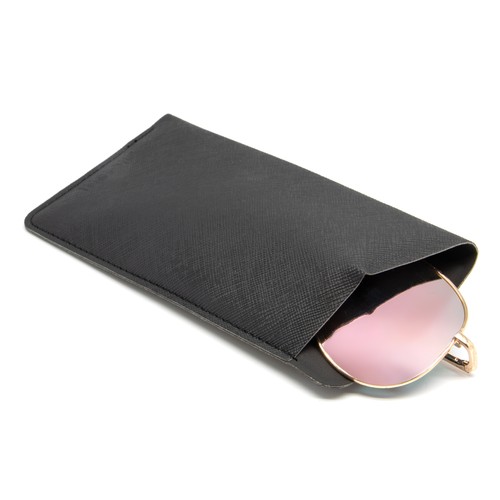 ETUI LUNETTES EN SIMILI-CUIR NOIR GRAINE- MADE IN EUROPE - 2