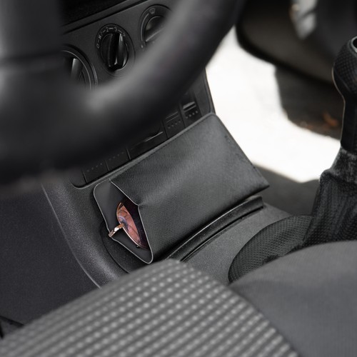 ETUI LUNETTES EN SIMILI-CUIR NOIR GRAINE- MADE IN EUROPE - 4