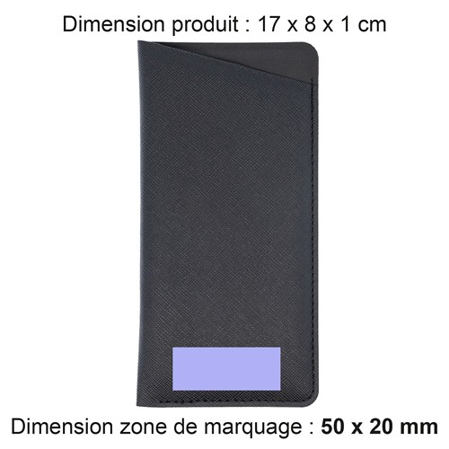 ETUI LUNETTES EN SIMILI-CUIR NOIR GRAINE- MADE IN EUROPE - 2