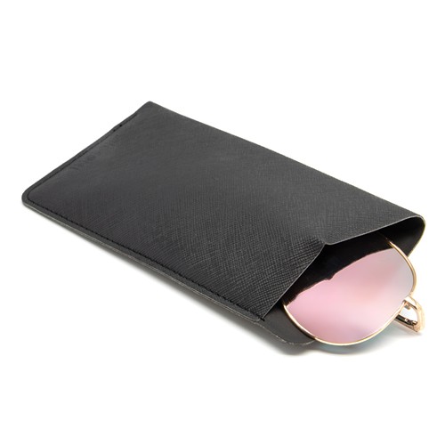 ETUI LUNETTES EN SIMILI-CUIR NOIR GRAINE- MADE IN EUROPE - 6