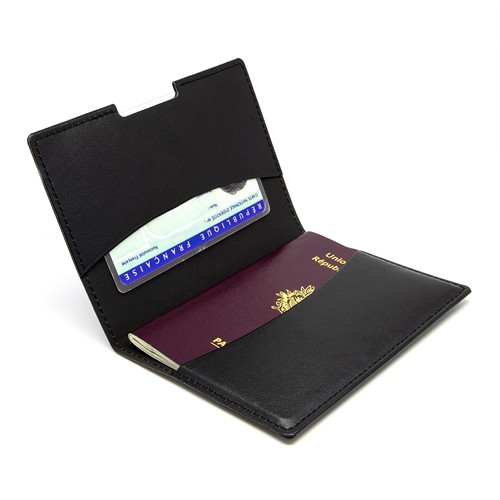 PORTE-PASSEPORT / CARTE GRISE / ASSURANCE  EN SIMILI-CUIR LISSE MARRON