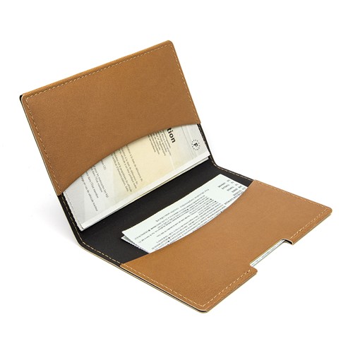 PORTE-PASSEPORT / CARTE GRISE / ASSURANCE  EN SIMILI-CUIR LISSE MARRON