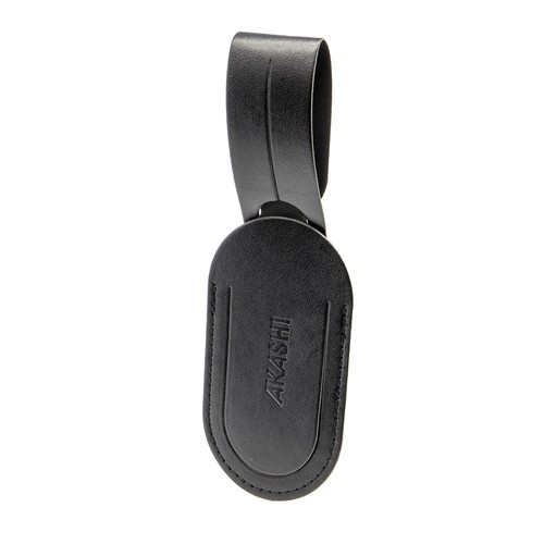 ETIQUETTE BAGAGE EN SIMILI-CUIR LISSE NOIR - MADE IN EUROPE