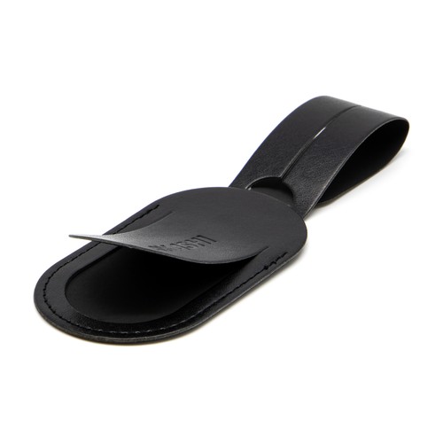 ETIQUETTE BAGAGE EN SIMILI-CUIR LISSE NOIR - MADE IN EUROPE
