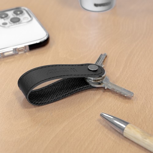 PORTE-CLE VIS CUIR RECYCLÉ NOIR - MADE IN EUROPE