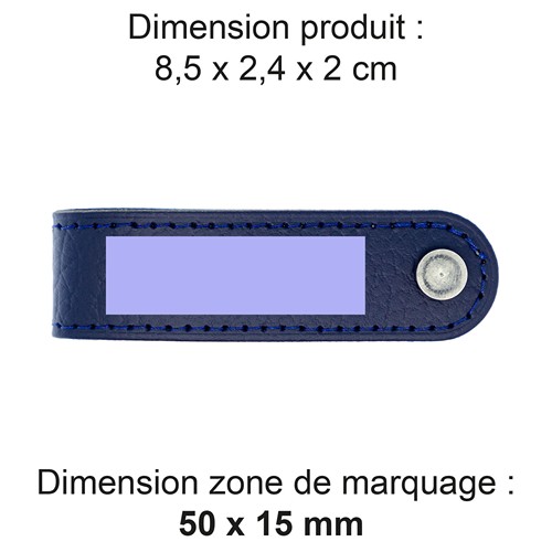 PORTE-CLE VIS CUIR RECYCLÉ BLEU MARINE