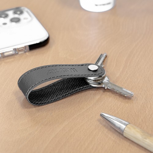PORTE-CLE VIS CUIR RECYCLÉ BLEU MARINE