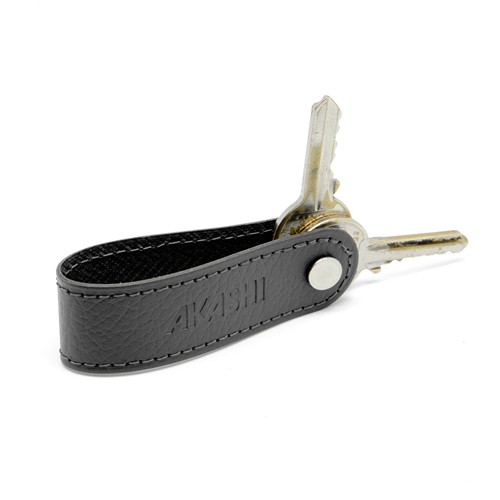 PORTE-CLE VIS CUIR RECYCLÉ BLEU MARINE