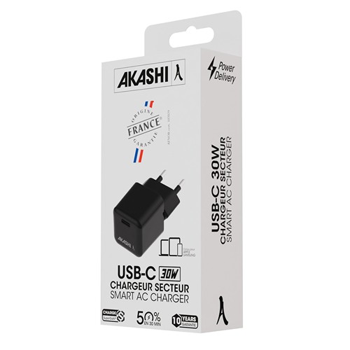 NANO - PRISE SECTEUR NOIRE 30W SUPERGAN ORIGINE FRANCE GARANTIE