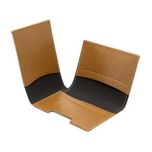 PORTE CARTE VOLET CUIR RECYCLÉ NOIR - MADE IN EUROPE - 2