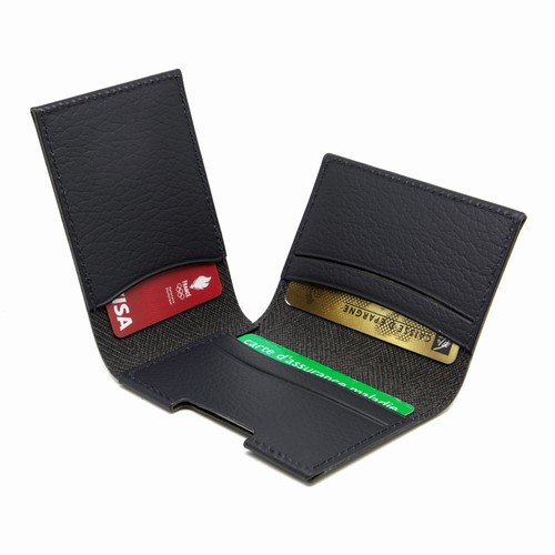 PORTE CARTE VOLET CUIR RECYCLÉ MARRON - MADE IN EUROPE