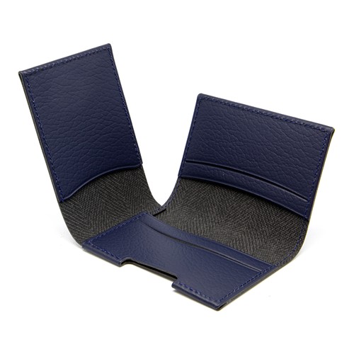 PORTE CARTE VOLET CUIR RECYCLÉ BLEU MARINE