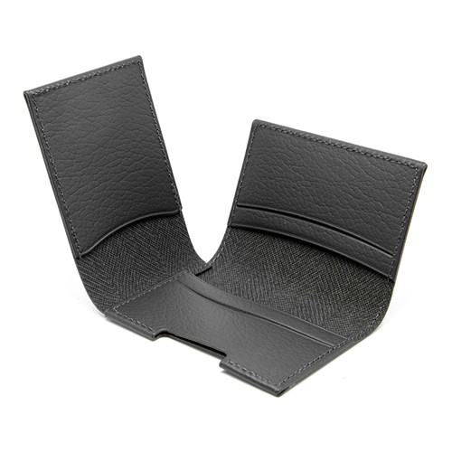 PORTE CARTE VOLET CUIR RECYCLÉ BLEU MARINE