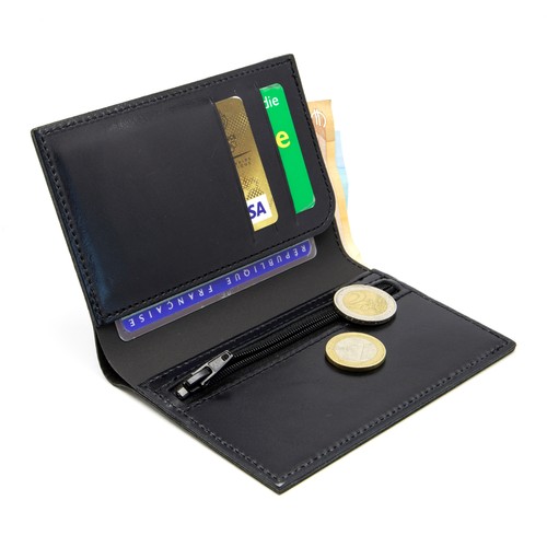 PORTEFEUILLE VERTICAL EN CUIR VERITABLE MARRON FONCE - MADE IN EUROPE - 3