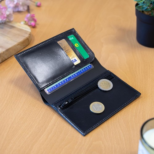 PORTEFEUILLE VERTICAL EN CUIR VERITABLE MARRON FONCE - MADE IN EUROPE - 4