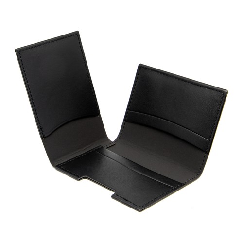 PORTE CARTE VOLET EN SIMILI-CUIR LISSE NOIR - MADE IN EUROPE - 2