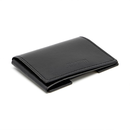 PORTE CARTE VOLET EN SIMILI-CUIR LISSE NOIR - 1