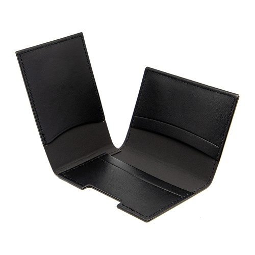 PORTE CARTE VOLET EN SIMILI-CUIR LISSE NOIR
