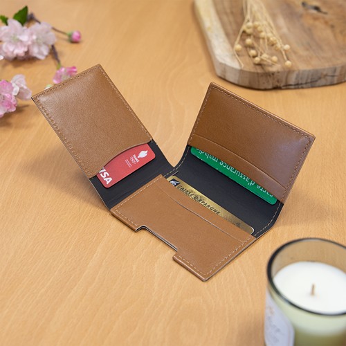 PORTE CARTE VOLET EN SIMILI-CUIR LISSE NOIR