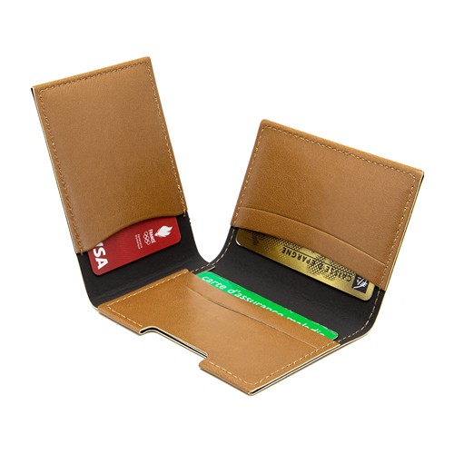 PORTE CARTE VOLET EN SIMILI-CUIR LISSE NOIR