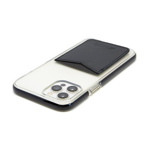 PORTE-CARTE POUR SMARTPHONE AVEC ADHESIF 3M EN CUIR VERITABLE MARRON FONCE