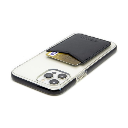 PORTE-CARTE POUR SMARTPHONE AVEC ADHESIF 3M EN CUIR VERITABLE MARRON FONCE