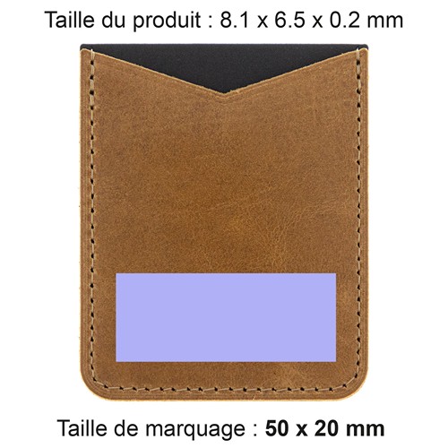 PORTE-CARTE POUR SMARTPHONE AVEC ADHESIF 3M EN CUIR VERITABLE MARRON FONCE